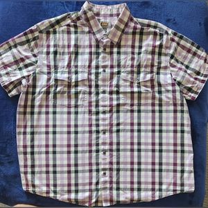 The Foundry Supply Co. Purple Black Plaid Men's 3XL Short Sleeve Button-up Shirt